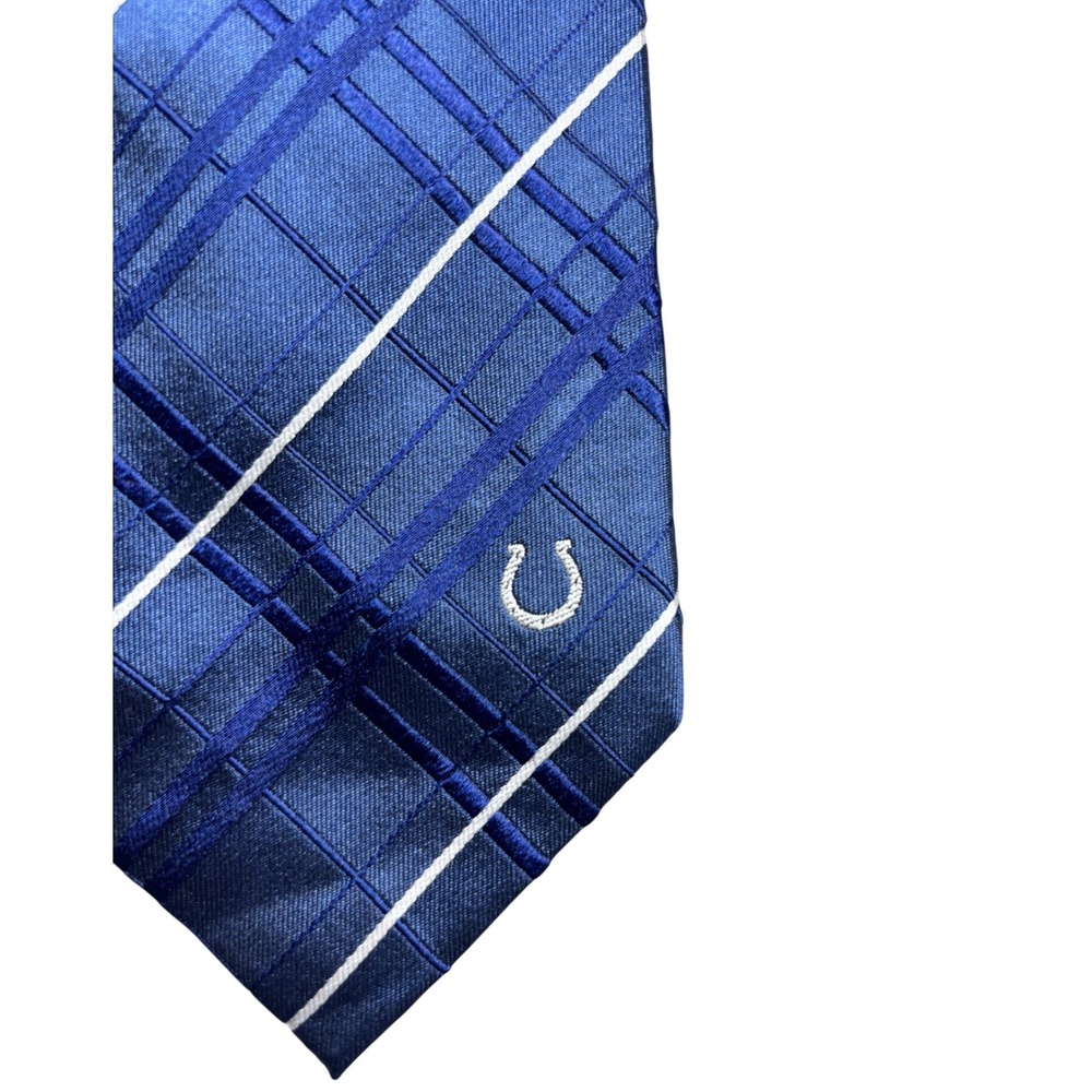 Indianapolis Colts NFL Mens Silk Necktie Blue Plaid Horseshoe Logo Silk Tie